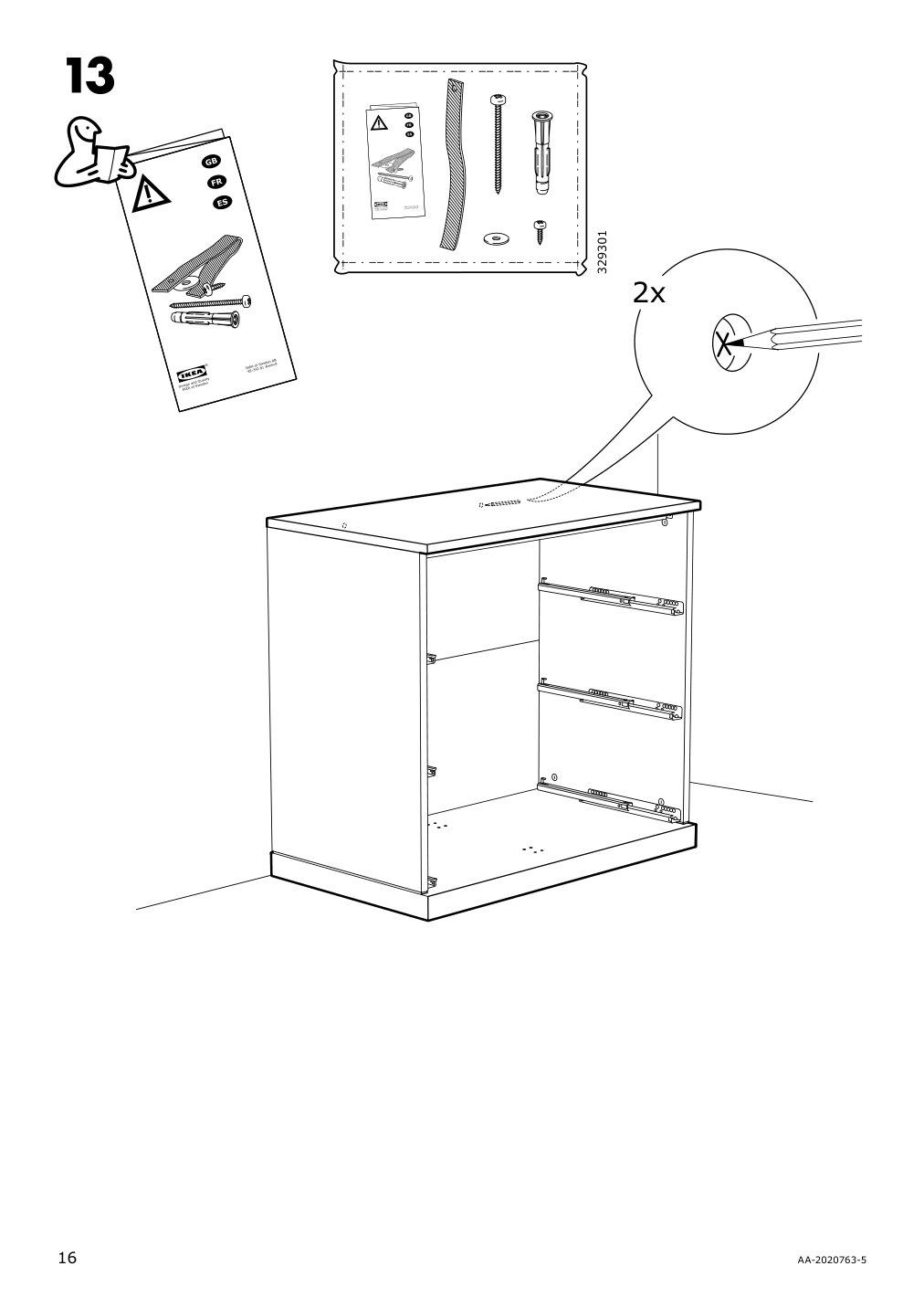 Assembly instructions for IKEA Nordli top and base anthracite | Page 16 - IKEA NORDLI 5-drawer chest 992.765.75