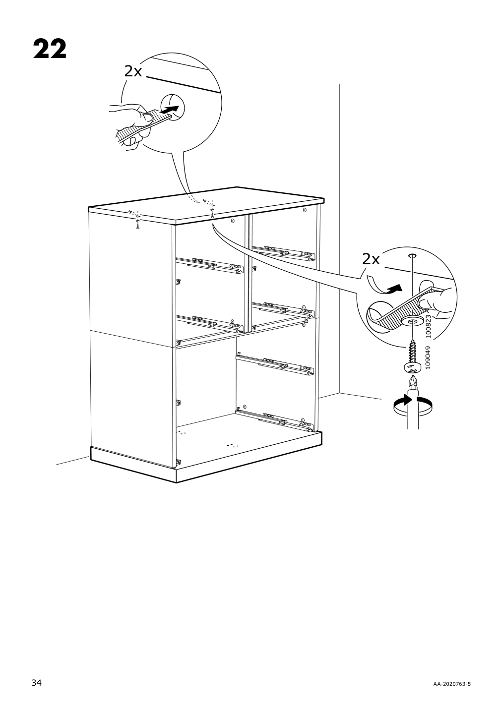 Assembly instructions for IKEA Nordli top and base anthracite | Page 34 - IKEA NORDLI 7-drawer dresser 592.116.99