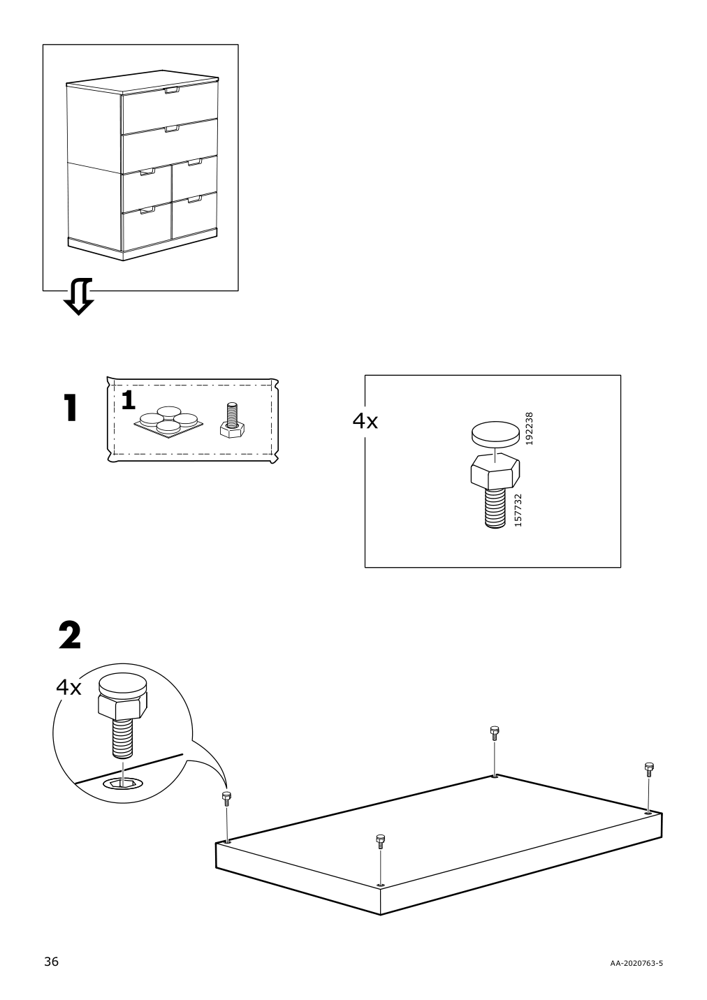 Assembly instructions for IKEA Nordli top and base anthracite | Page 36 - IKEA NORDLI 2-drawer chest 892.116.93