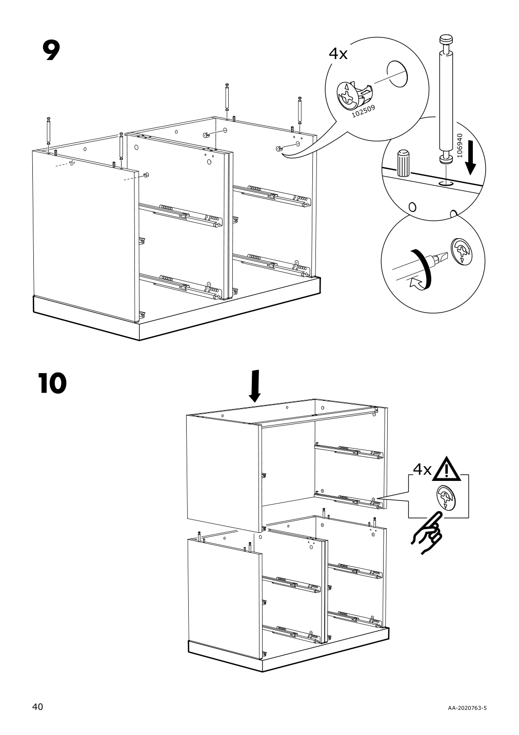 Assembly instructions for IKEA Nordli top and base anthracite | Page 40 - IKEA NORDLI 5-drawer chest 992.765.75