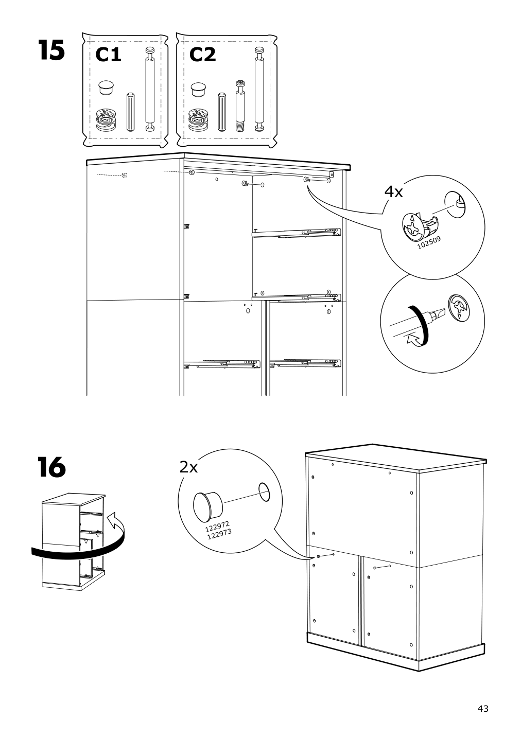 Assembly instructions for IKEA Nordli top and base anthracite | Page 43 - IKEA NORDLI 8-drawer dresser 392.765.83