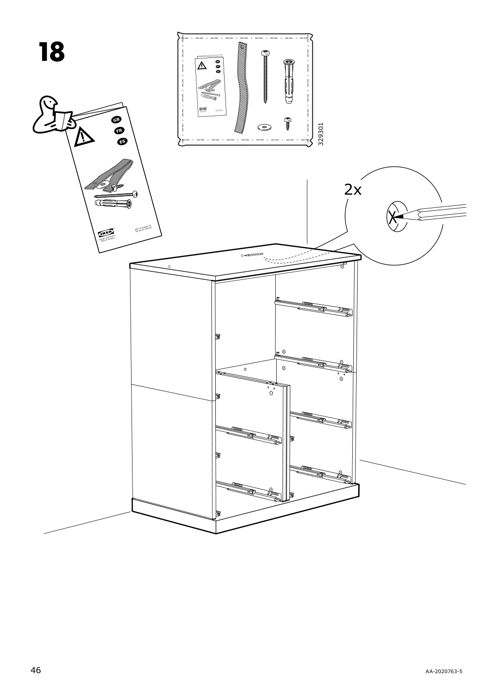 Assembly instructions for IKEA Nordli top and base anthracite | Page 46 - IKEA NORDLI 5-drawer chest 992.765.75