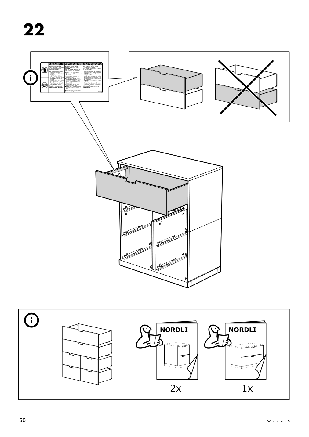 Assembly instructions for IKEA Nordli top and base anthracite | Page 50 - IKEA NORDLI 7-drawer dresser 592.116.99