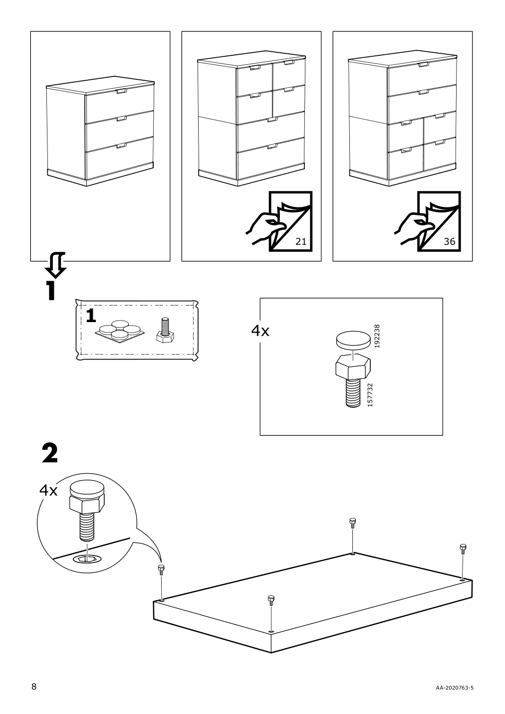 Assembly instructions for IKEA Nordli top and base anthracite | Page 8 - IKEA NORDLI 8-drawer dresser 392.765.83