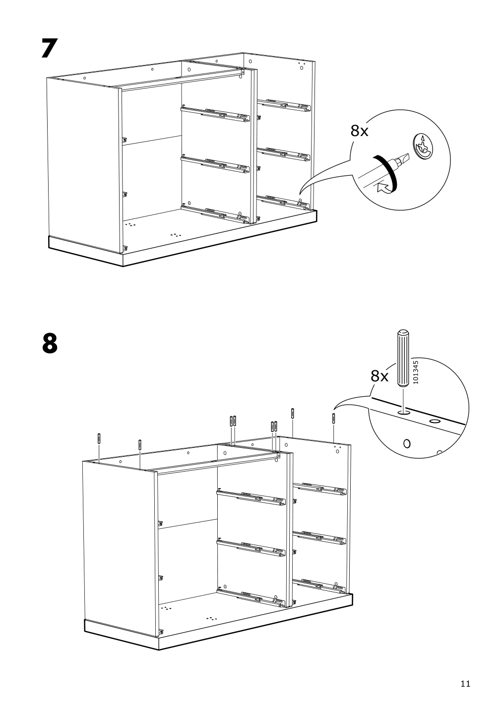 Assembly instructions for IKEA Nordli top and base anthracite | Page 11 - IKEA NORDLI 8-drawer dresser 192.117.00