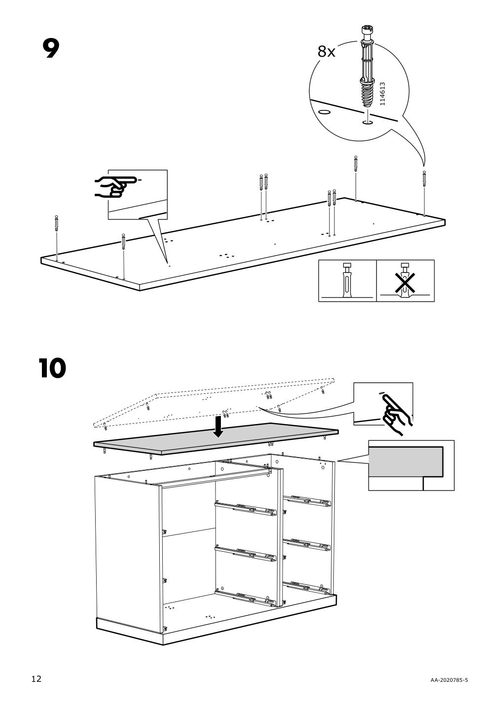 Assembly instructions for IKEA Nordli top and base anthracite | Page 12 - IKEA NORDLI 6-drawer dresser 192.116.96