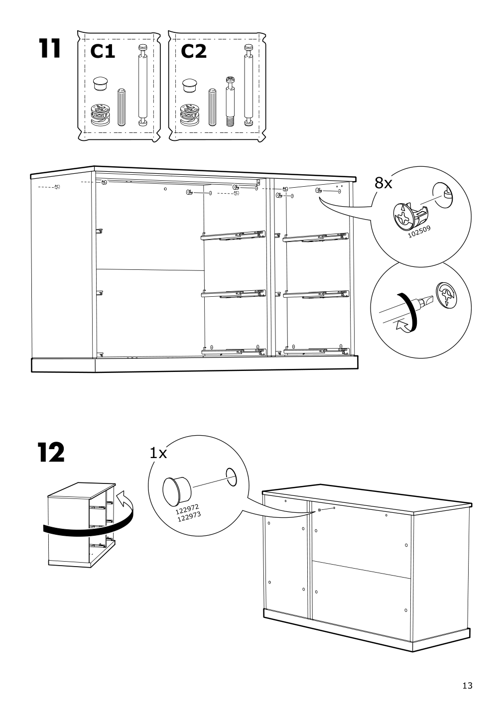 Assembly instructions for IKEA Nordli top and base anthracite | Page 13 - IKEA NORDLI 8-drawer dresser 192.117.00