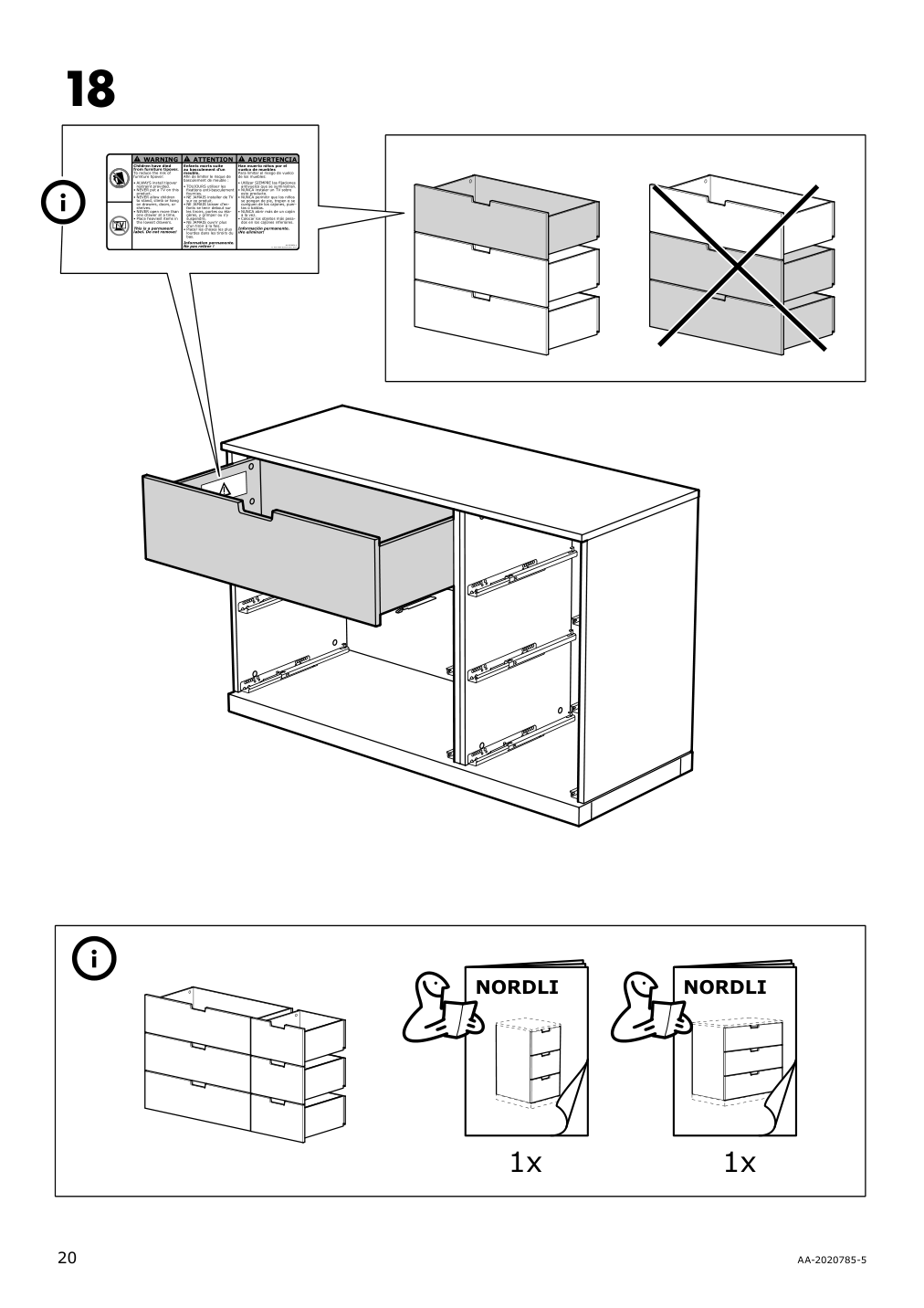 Assembly instructions for IKEA Nordli top and base anthracite | Page 20 - IKEA NORDLI 6-drawer dresser 192.765.60