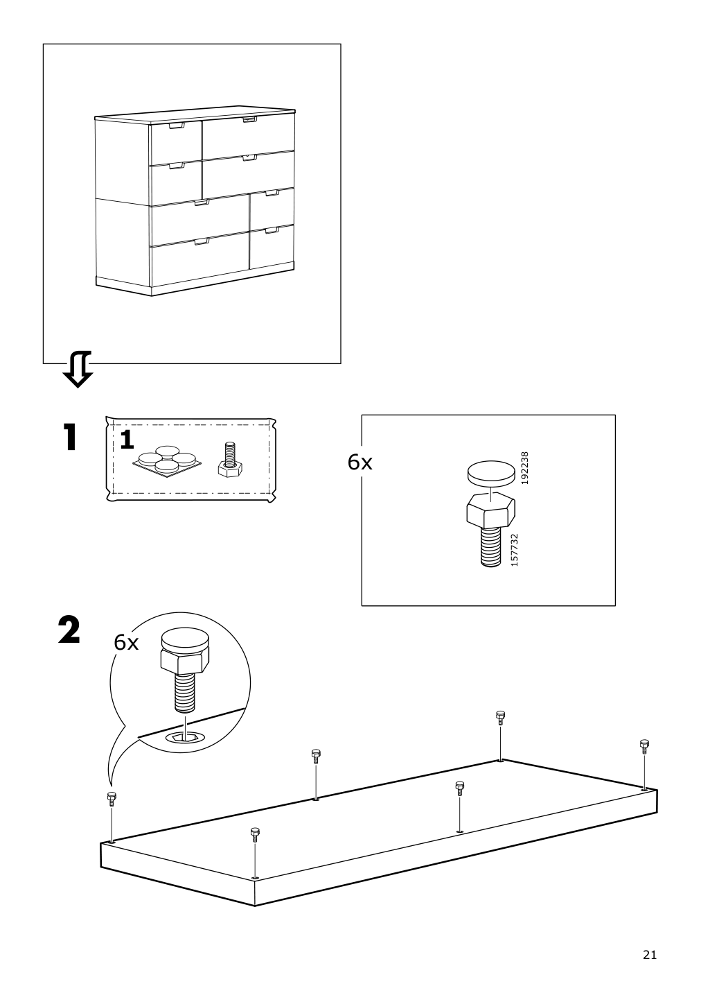 Assembly instructions for IKEA Nordli top and base anthracite | Page 21 - IKEA NORDLI 6-drawer dresser 192.765.60