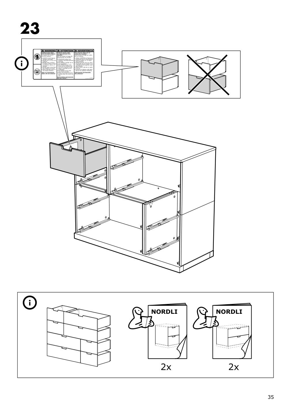 Assembly instructions for IKEA Nordli top and base anthracite | Page 35 - IKEA NORDLI 6-drawer dresser 192.765.60