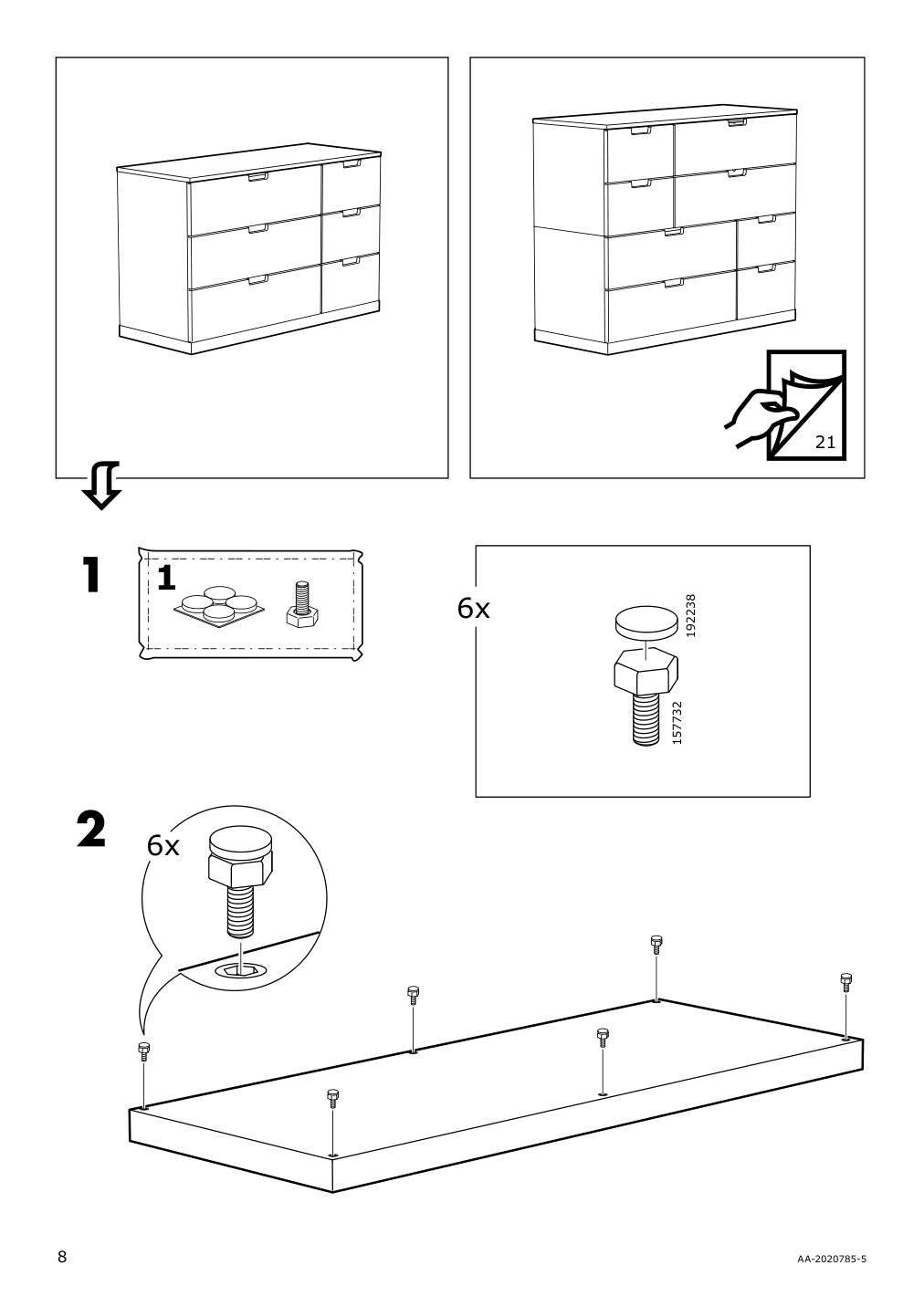 Assembly instructions for IKEA Nordli top and base anthracite | Page 8 - IKEA NORDLI 12-drawer chest 892.116.88