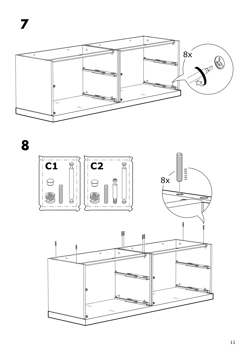 Assembly instructions for IKEA Nordli top and base anthracite | Page 11 - IKEA NORDLI 6-drawer dresser 292.766.25