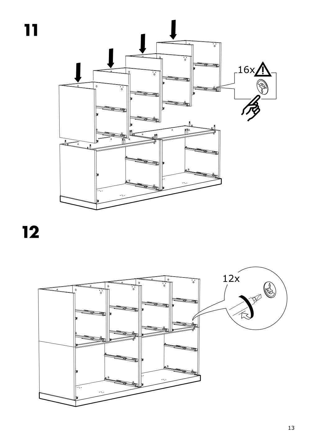 Assembly instructions for IKEA Nordli top and base anthracite | Page 13 - IKEA NORDLI 4-drawer dresser 392.116.95