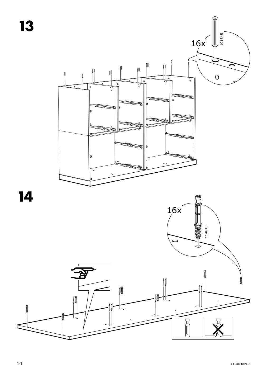 Assembly instructions for IKEA Nordli top and base anthracite | Page 14 - IKEA NORDLI 6-drawer dresser 292.766.25