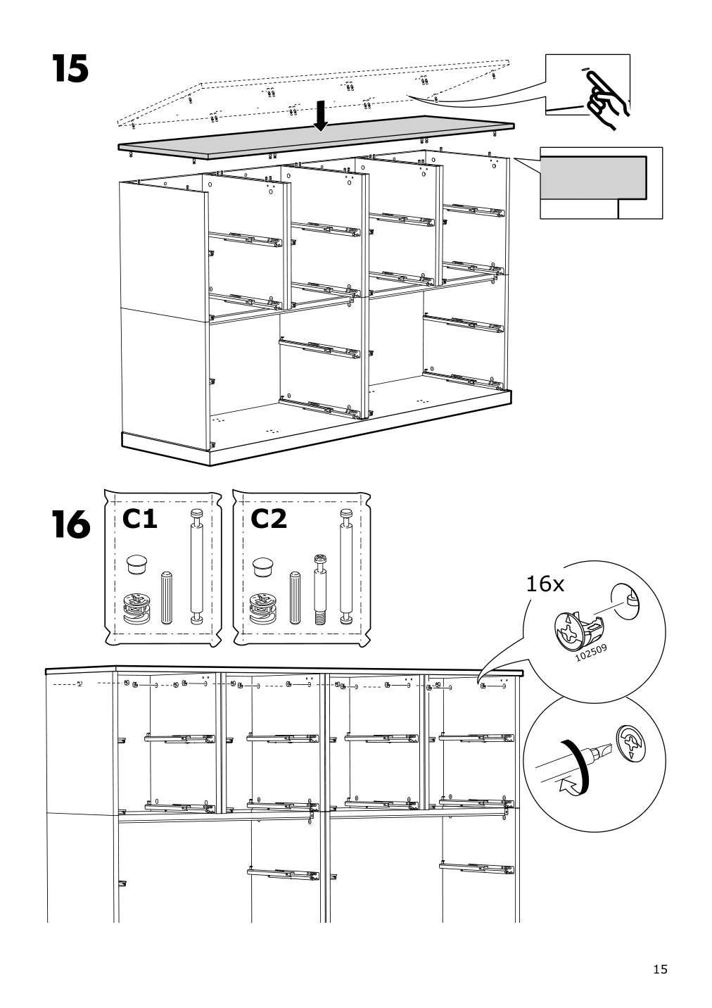 Assembly instructions for IKEA Nordli top and base anthracite | Page 15 - IKEA NORDLI 6-drawer dresser 292.766.25