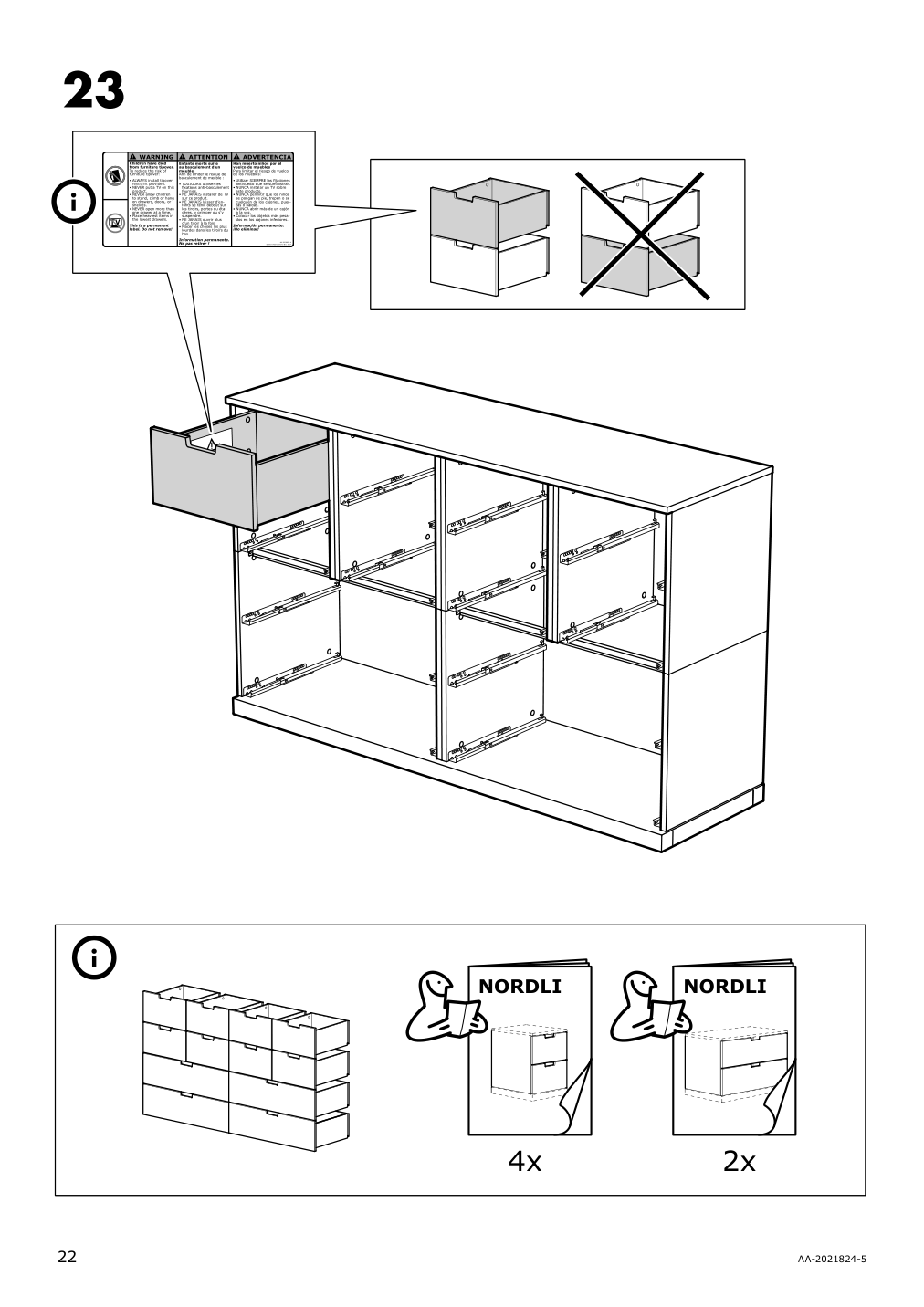 Assembly instructions for IKEA Nordli top and base anthracite | Page 22 - IKEA NORDLI 4-drawer dresser 392.116.95