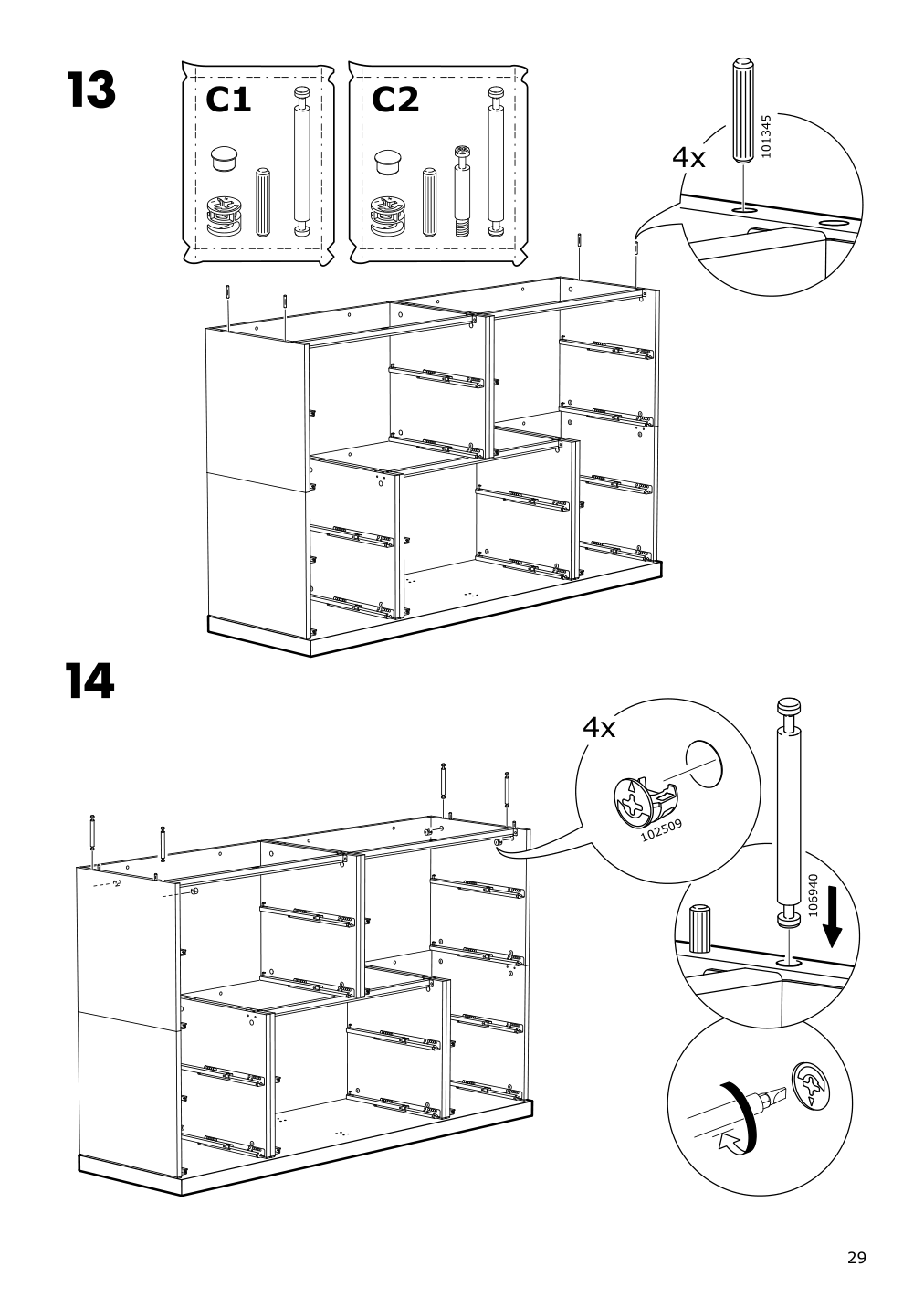 Assembly instructions for IKEA Nordli top and base anthracite | Page 29 - IKEA NORDLI 6-drawer dresser 292.766.25