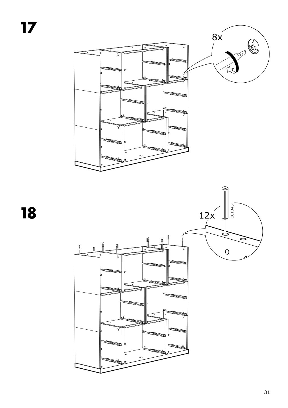 Assembly instructions for IKEA Nordli top and base anthracite | Page 31 - IKEA NORDLI 6-drawer dresser 292.766.25