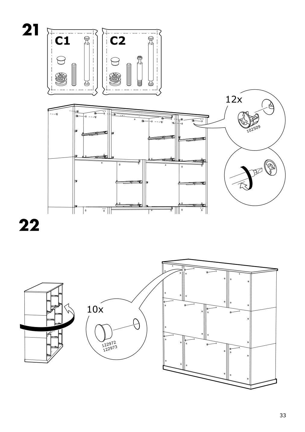 Assembly instructions for IKEA Nordli top and base anthracite | Page 33 - IKEA NORDLI 6-drawer dresser 292.766.25