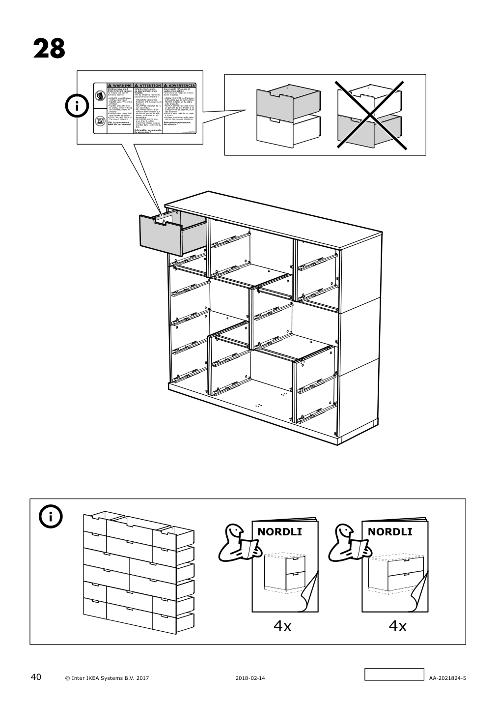 Assembly instructions for IKEA Nordli top and base anthracite | Page 40 - IKEA NORDLI 6-drawer dresser 292.766.25