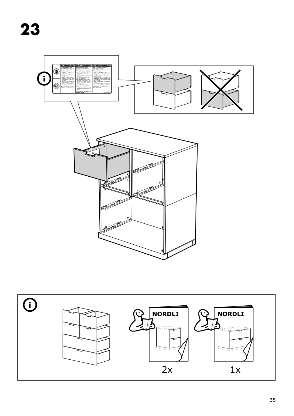 Assembly instructions for IKEA Nordli top and base white | Page 35 - IKEA NORDLI 9-drawer chest 192.480.15