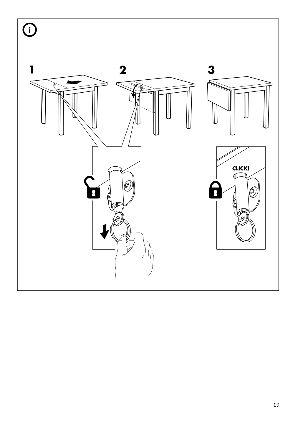 Assembly instructions for IKEA Nordviken drop leaf table black | Page 19 - IKEA NORDVIKEN drop-leaf table 703.687.16