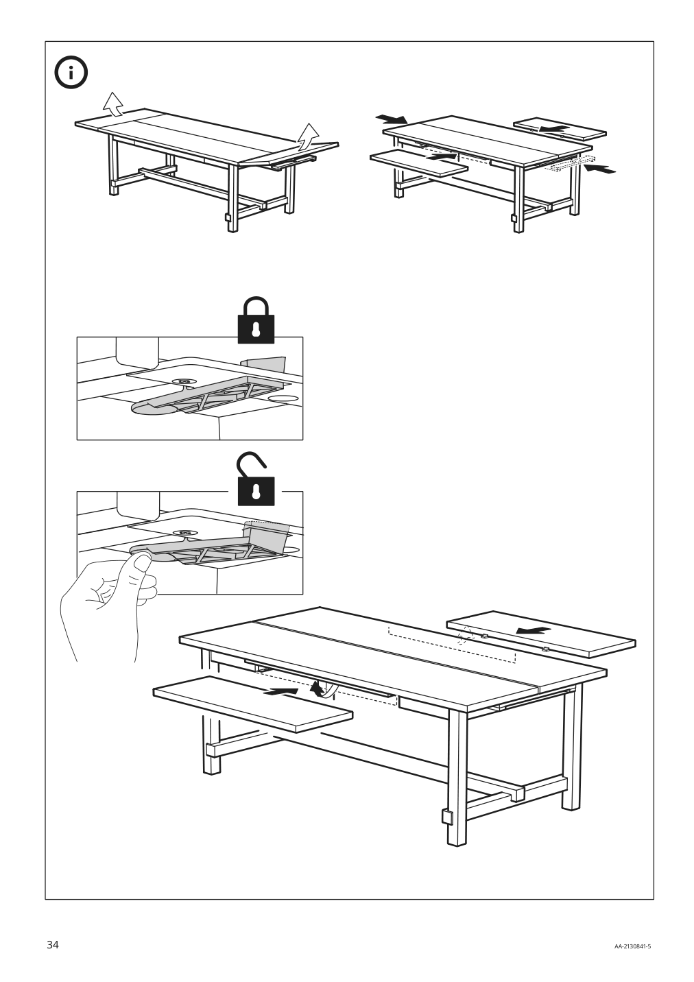 Assembly instructions for IKEA Nordviken extendable table white | Page 34 - IKEA NORDVIKEN / SKOGSBO table and 6 chairs 295.151.07