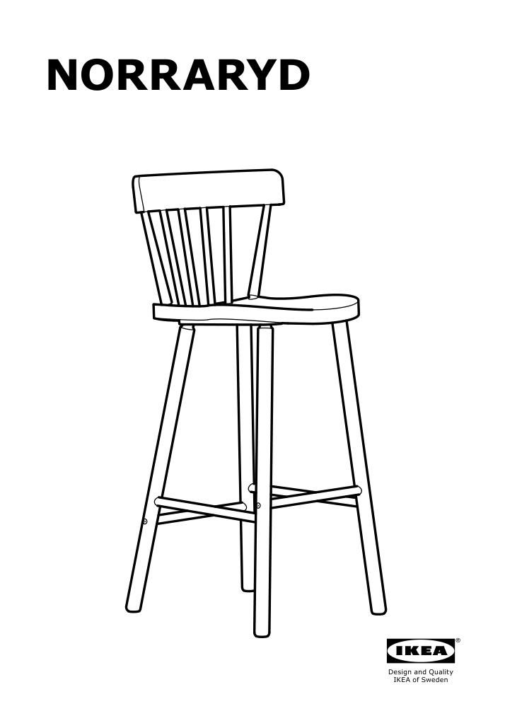 Assembly instructions for IKEA Norraryd bar stool with backrest black | Page 1 - IKEA NORRARYD bar stool with backrest 003.977.36