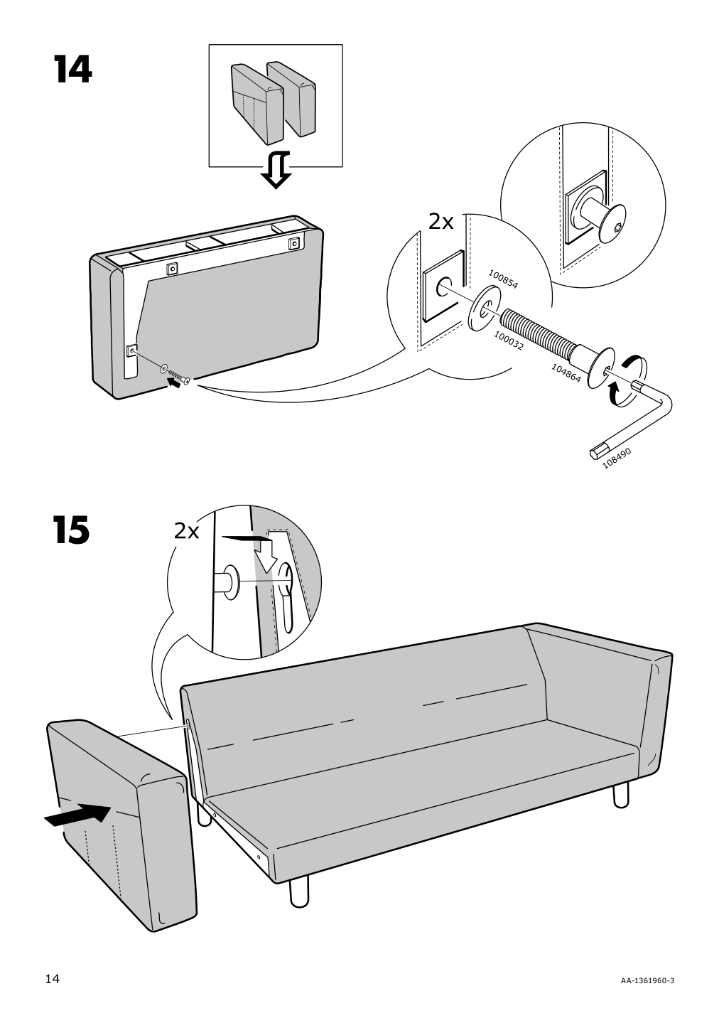 Assembly instructions for IKEA Norsborg cover for armrest edum beige | Page 14 - IKEA NORSBORG cover for armrest 403.826.10