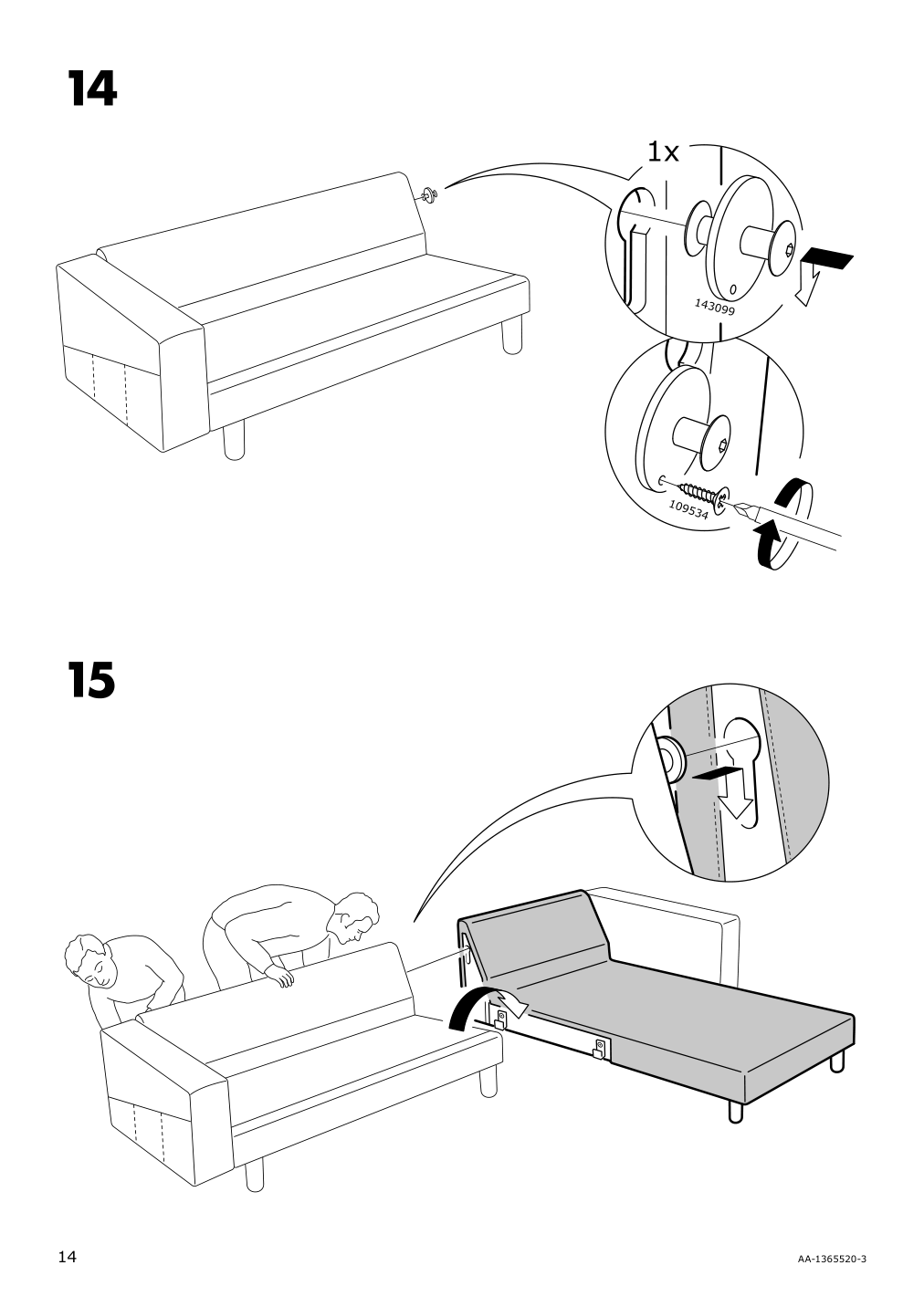 Assembly instructions for IKEA Norsborg cover for chaise edum bright green | Page 14 - IKEA NORSBORG cover for chaise 903.826.22