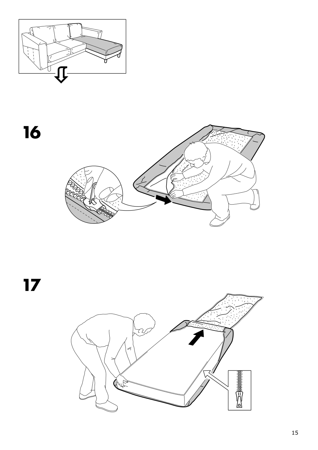 Assembly instructions for IKEA Norsborg cover for chaise edum bright green | Page 15 - IKEA NORSBORG cover for chaise 903.826.22