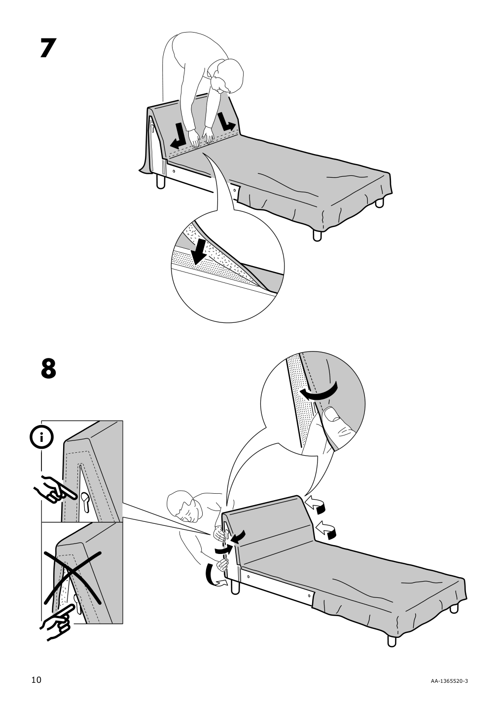 Assembly instructions for IKEA Norsborg cover for chaise edum dark blue | Page 10 - IKEA NORSBORG cover for chaise 103.042.18