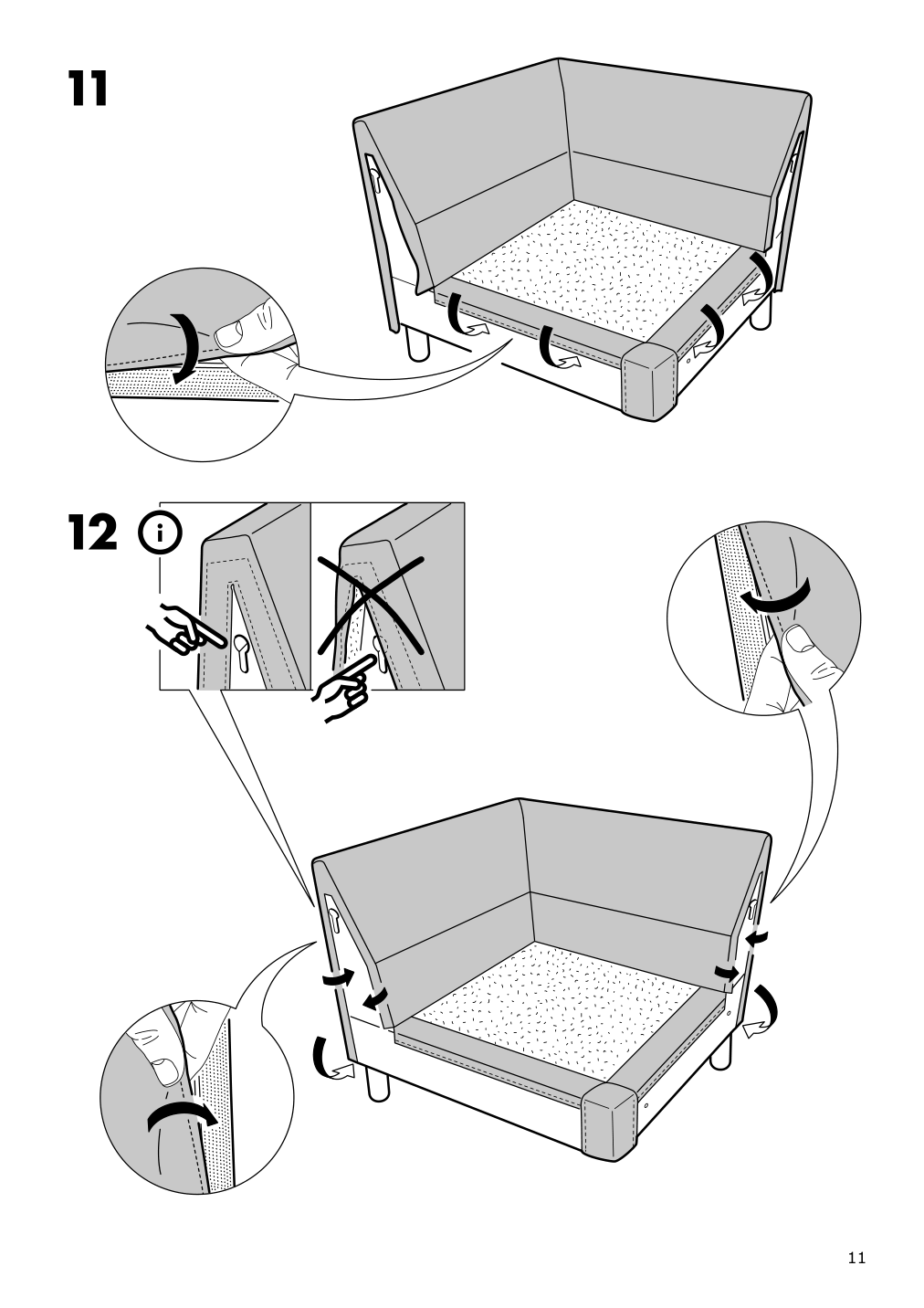 Assembly instructions for IKEA Norsborg cover for corner section edum beige | Page 11 - IKEA NORSBORG cover for corner section 703.826.18