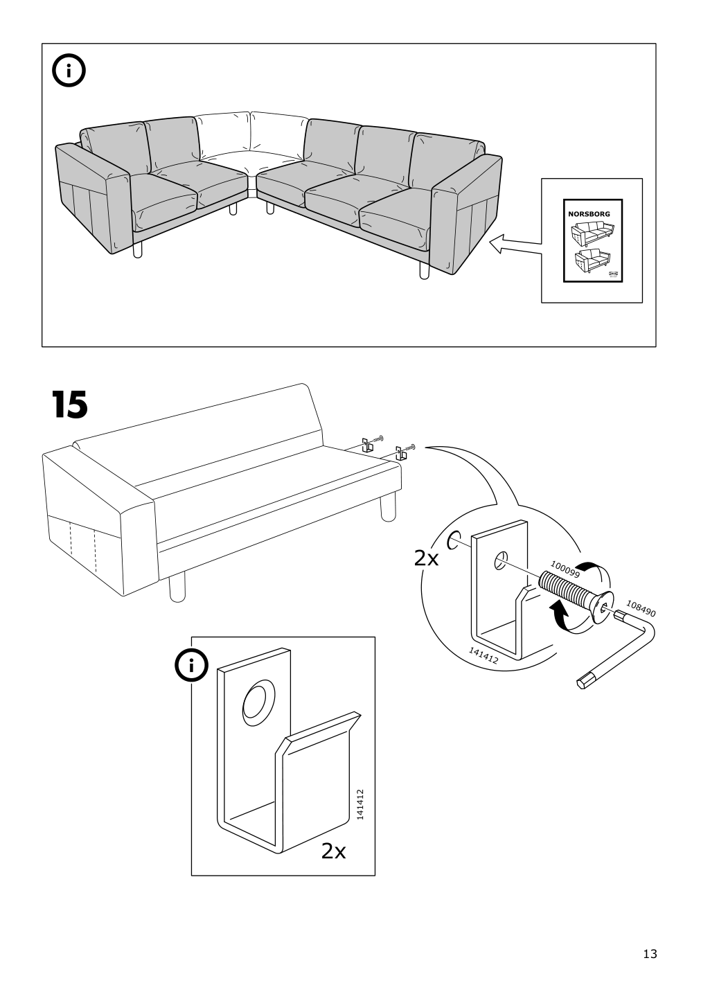 Assembly instructions for IKEA Norsborg cover for corner section edum beige | Page 13 - IKEA NORSBORG cover for corner section 703.826.18