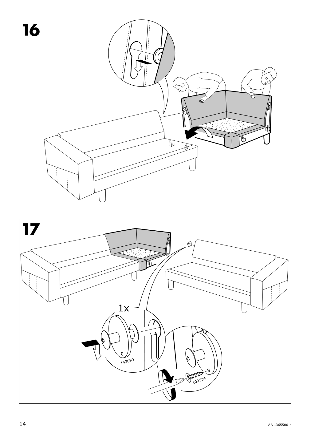 Assembly instructions for IKEA Norsborg cover for corner section edum beige | Page 14 - IKEA NORSBORG cover for corner section 703.826.18