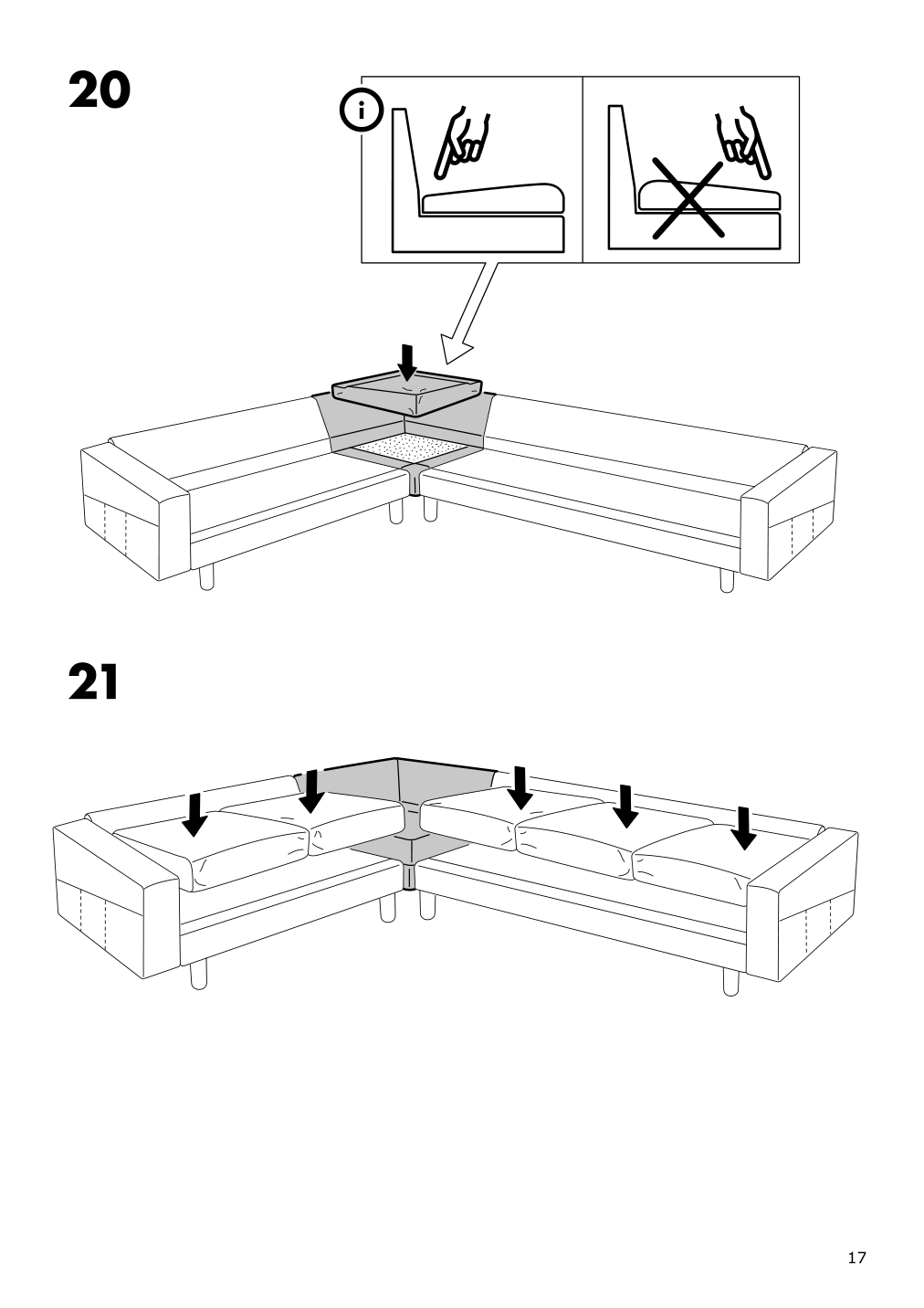 Assembly instructions for IKEA Norsborg cover for corner section edum beige | Page 17 - IKEA NORSBORG cover for corner section 703.826.18