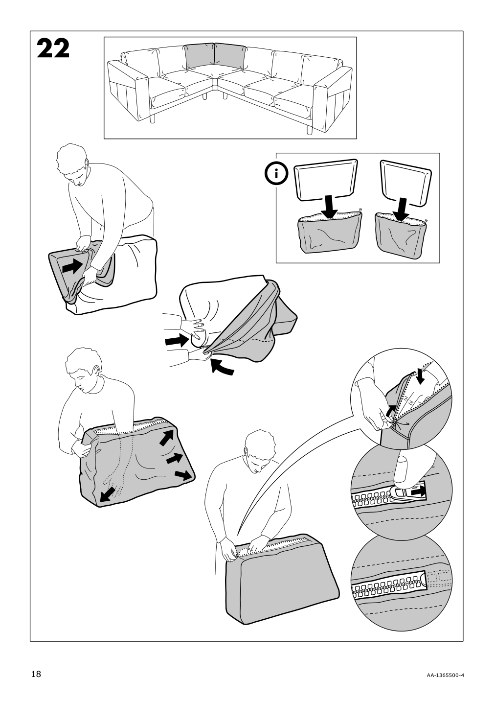 Assembly instructions for IKEA Norsborg cover for corner section edum beige | Page 18 - IKEA NORSBORG cover for corner section 703.826.18