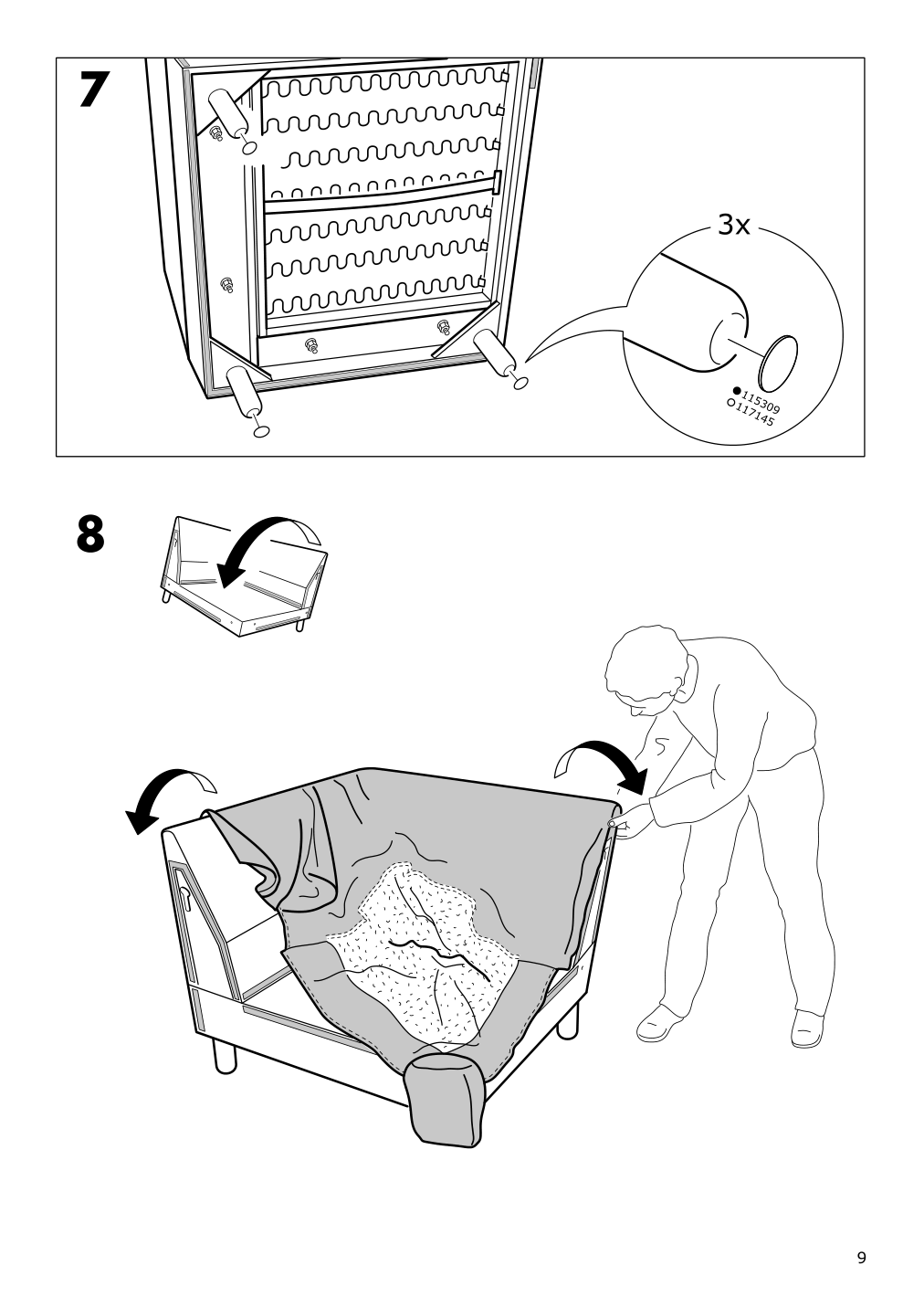 Assembly instructions for IKEA Norsborg cover for corner section edum beige | Page 9 - IKEA NORSBORG cover for corner section 703.826.18