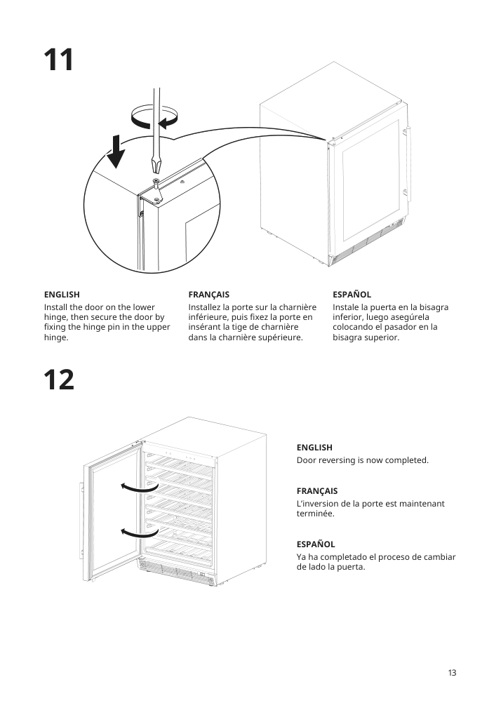 Assembly instructions for IKEA Numrerad 52 bottle wine cooler stainless steel | Page 13 - IKEA NUMRERAD 52-bottle wine cooler 404.621.50