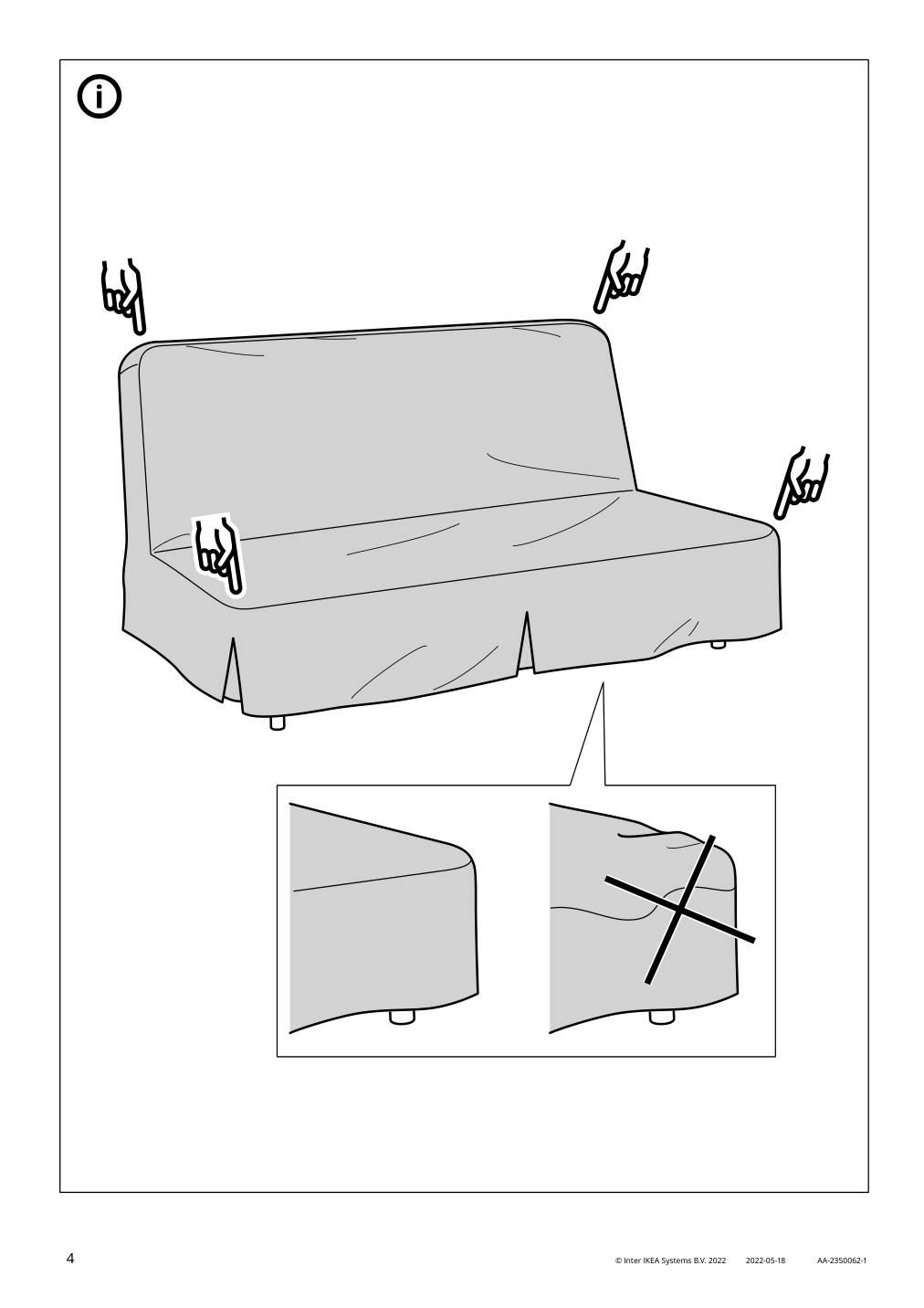 Assembly instructions for IKEA Nyhamn cover for sleeper sofa naggen dark gray | Page 4 - IKEA NYHAMN sleeper sofa 795.169.82