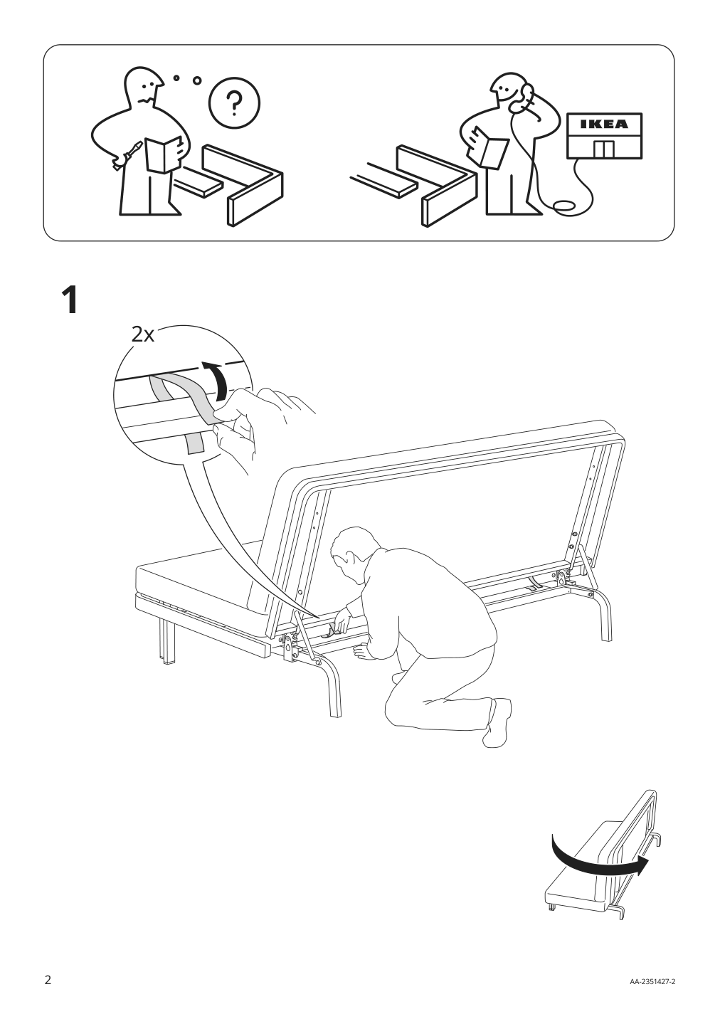 Assembly instructions for IKEA Nyhamn cover for sleeper sofa skartofta black light gray | Page 2 - IKEA NYHAMN cover for sleeper sofa 205.466.22