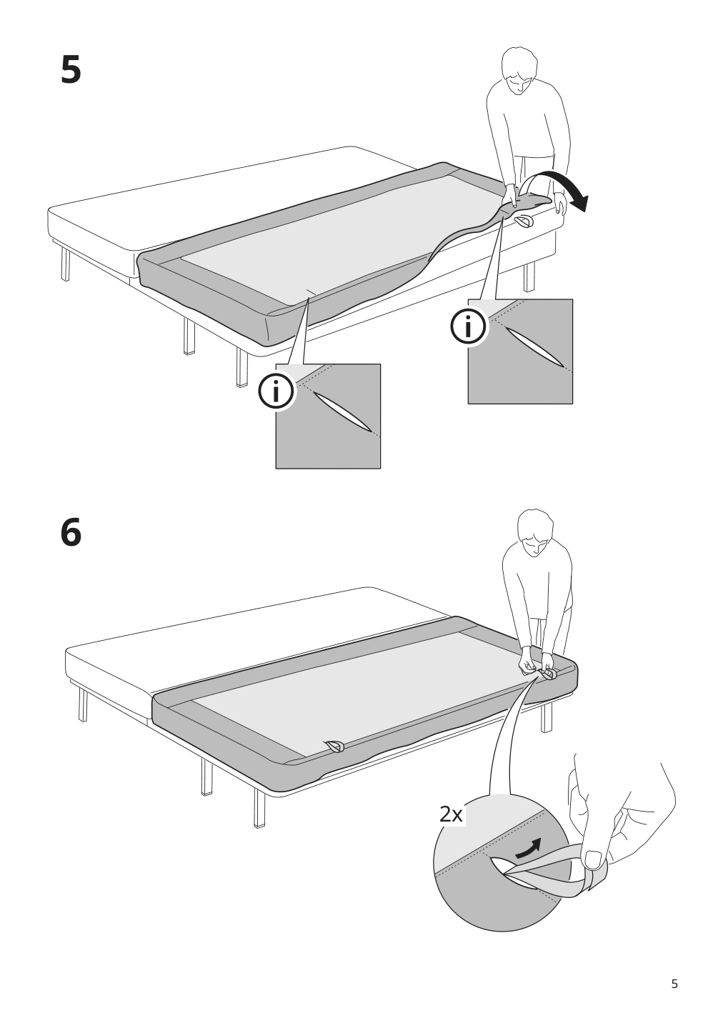 Assembly instructions for IKEA Nyhamn cover for sleeper sofa skartofta black light gray | Page 5 - IKEA NYHAMN cover for sleeper sofa 205.466.22