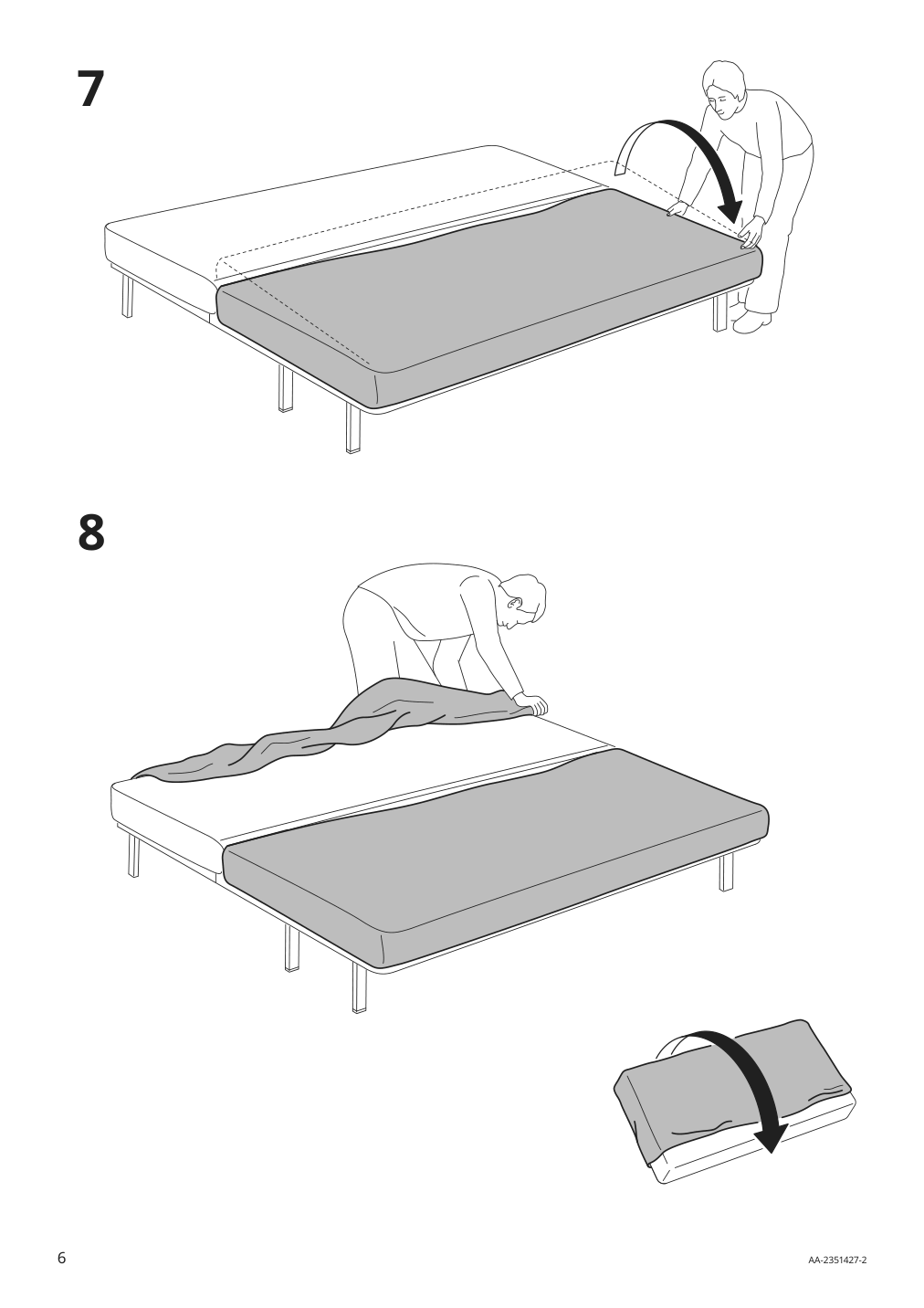 Assembly instructions for IKEA Nyhamn cover for sleeper sofa skartofta black light gray | Page 6 - IKEA NYHAMN cover for sleeper sofa 205.466.22