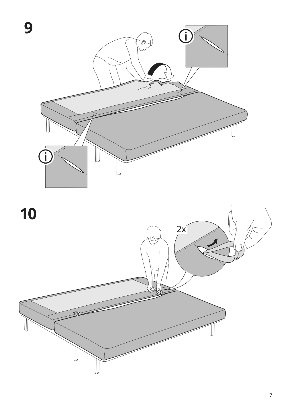 Assembly instructions for IKEA Nyhamn cover for sleeper sofa skartofta black light gray | Page 7 - IKEA NYHAMN cover for sleeper sofa 205.466.22