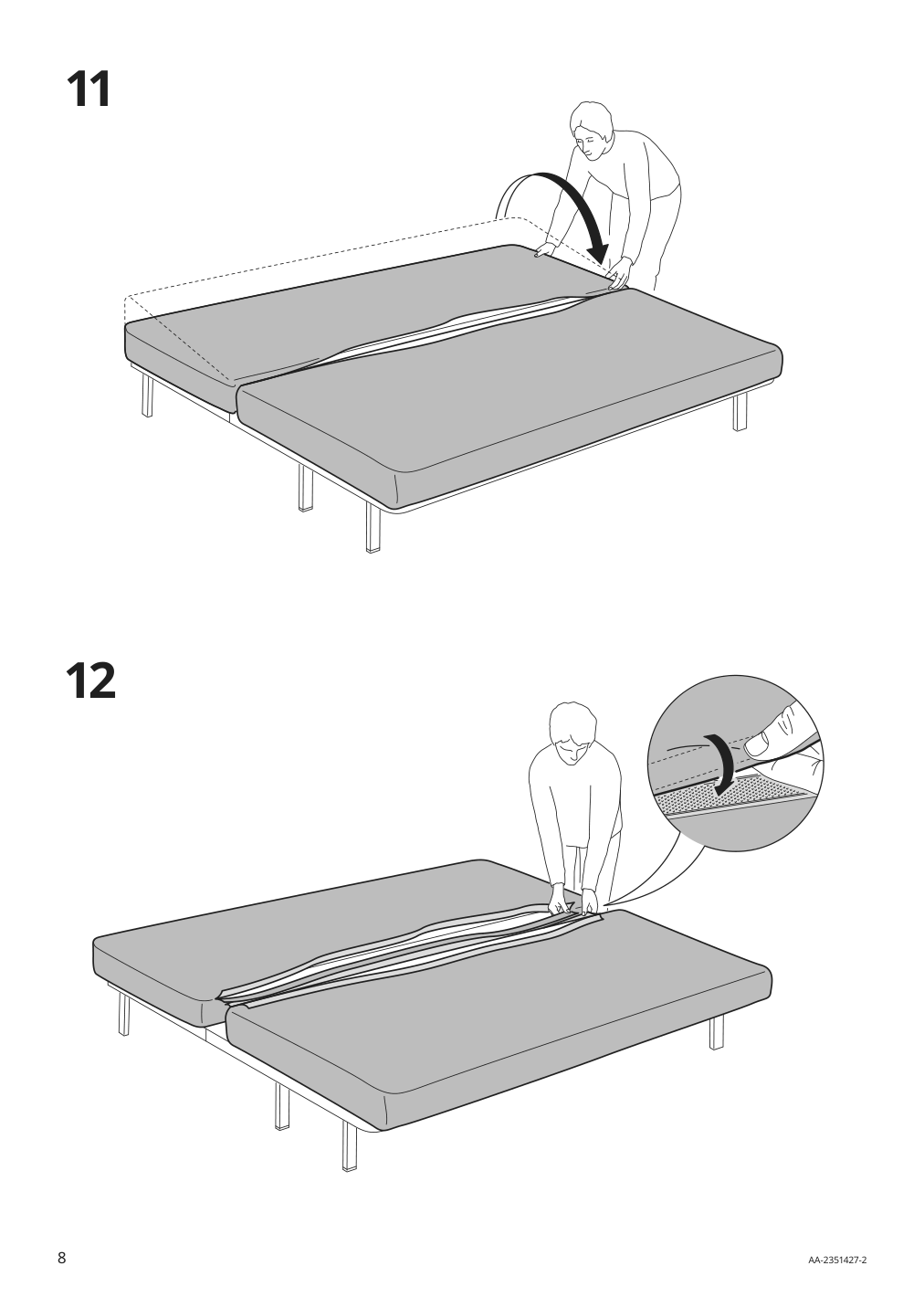 Assembly instructions for IKEA Nyhamn cover for sleeper sofa skartofta black light gray | Page 8 - IKEA NYHAMN cover for sleeper sofa 205.466.22