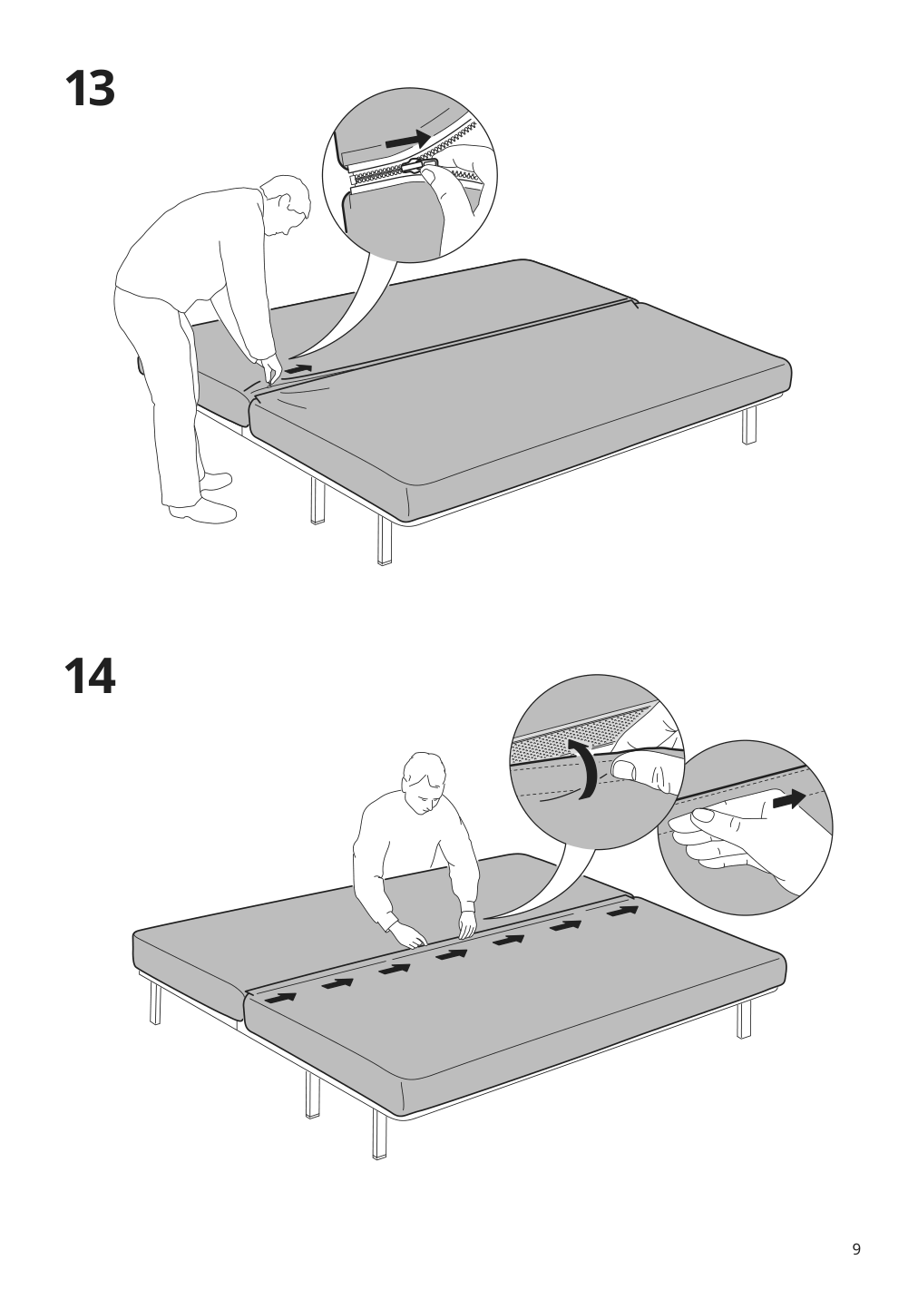 Assembly instructions for IKEA Nyhamn cover for sleeper sofa skartofta black light gray | Page 9 - IKEA NYHAMN cover for sleeper sofa 205.466.22