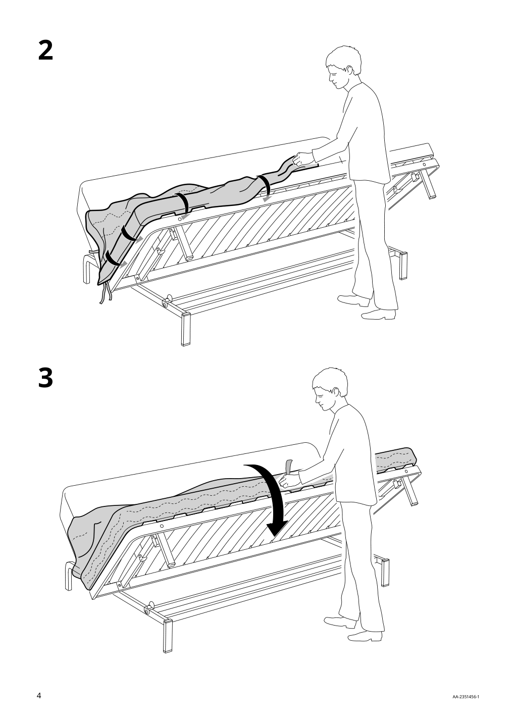 Assembly instructions for IKEA Nyhamn cover for sleeper sofa knisa gray beige | Page 4 - IKEA NYHAMN cover for sleeper sofa 103.415.98