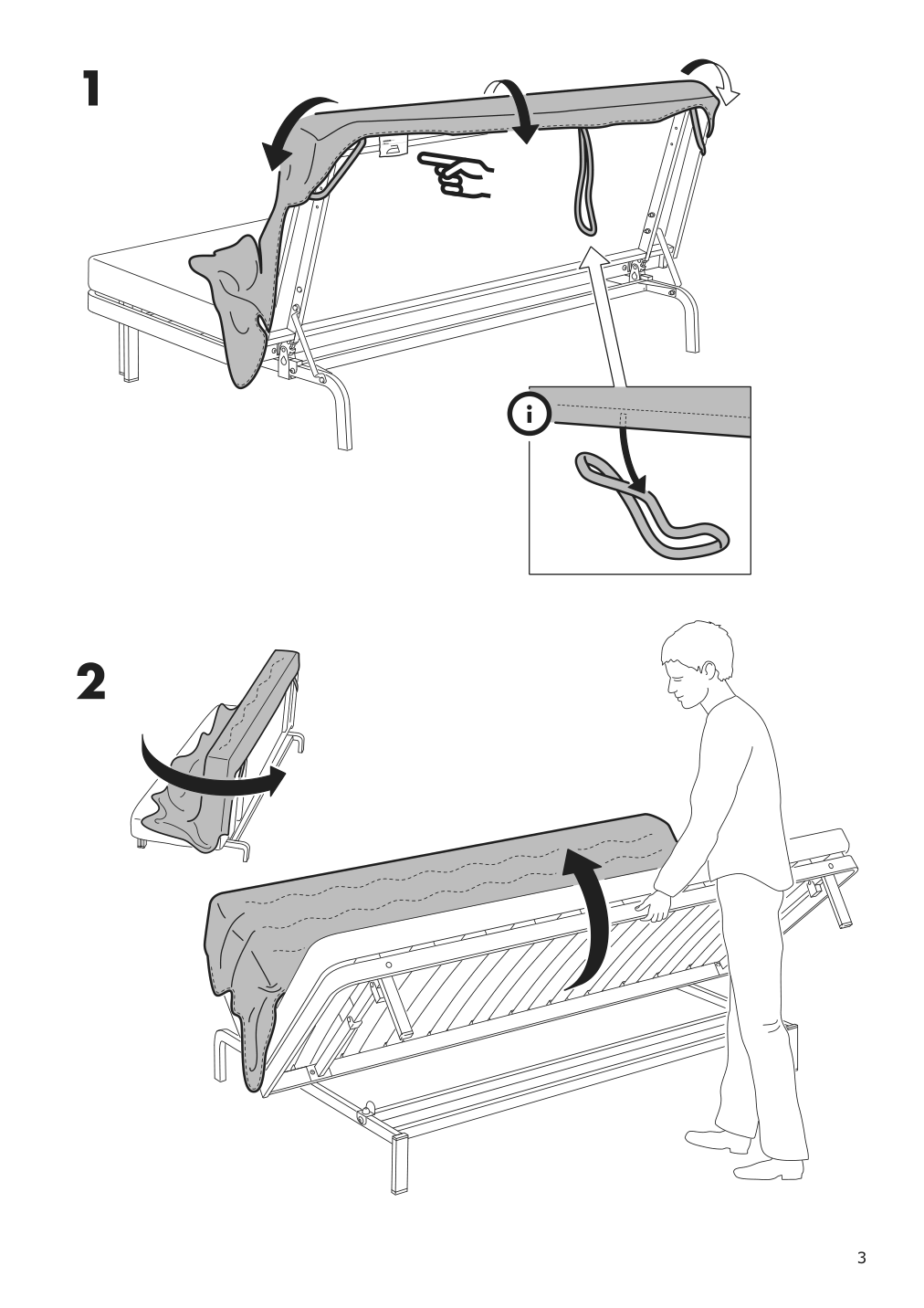 Assembly instructions for IKEA Nyhamn cover for sleeper sofa skiftebo yellow | Page 3 - IKEA NYHAMN cover for sleeper sofa 704.381.68