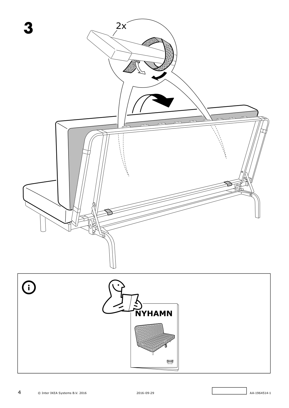 Assembly instructions for IKEA Nyhamn pocket spring mattress firm | Page 4 - IKEA NYHAMN sleeper sofa 795.169.82