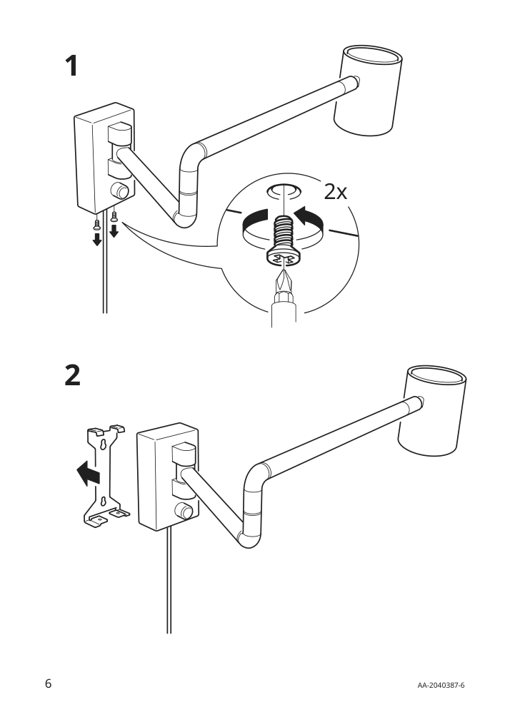 Assembly instructions for IKEA Nymane wall lamp with swing arm white | Page 6 - IKEA NYMÅNE wall lamp with swing arm 403.569.08